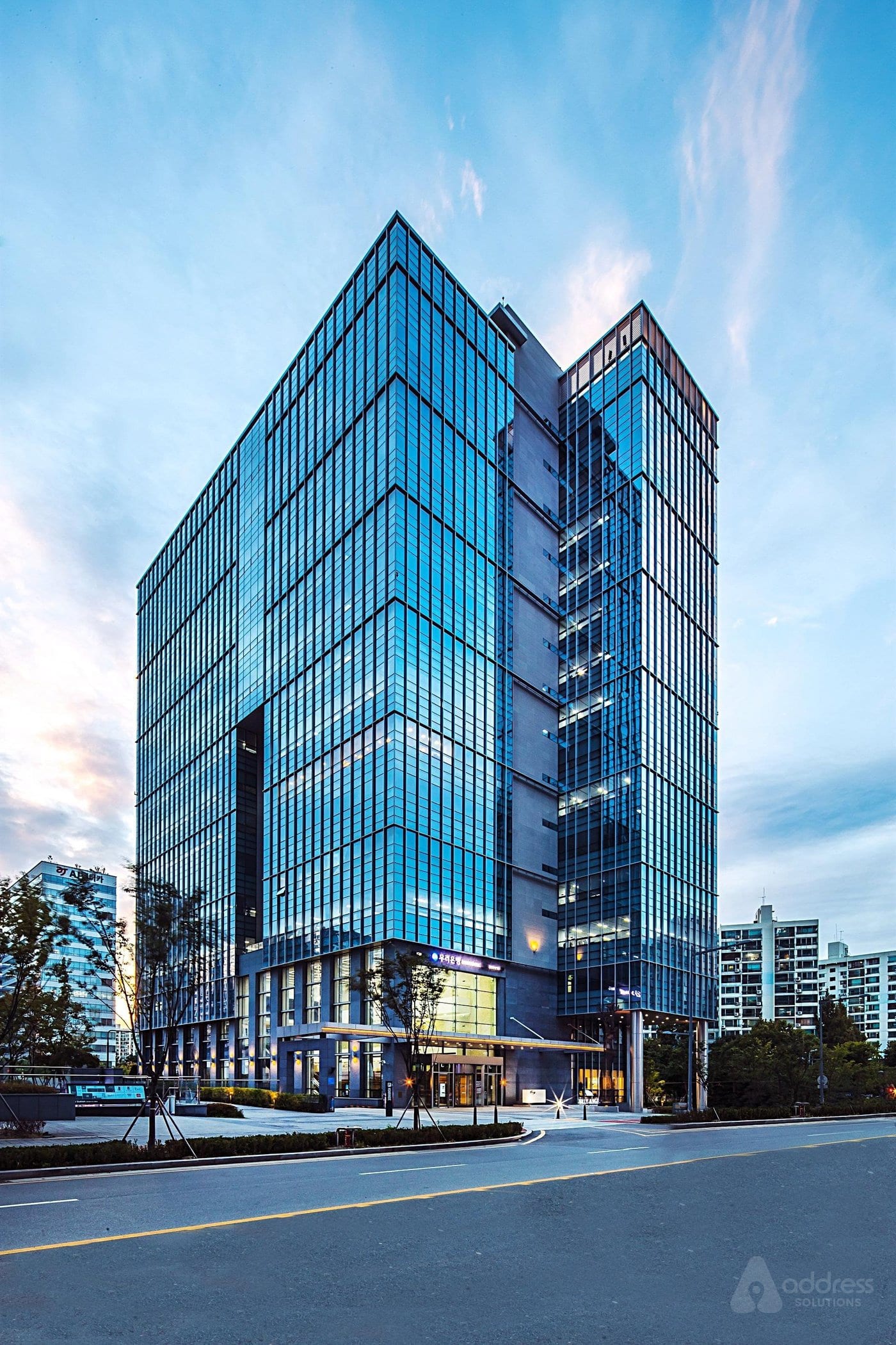 Modern glass-facade commercial office tower